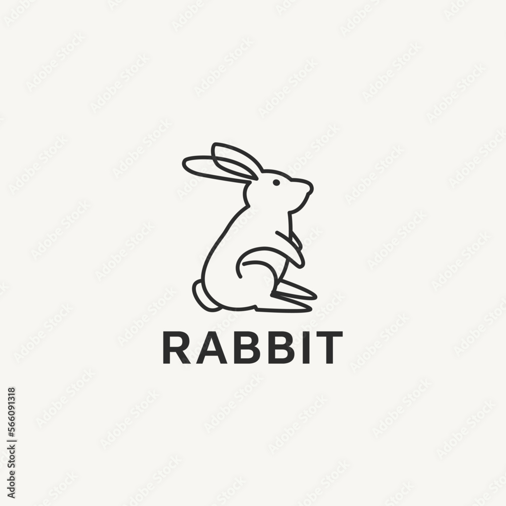 rabbit bunny logo design with line art style rabbit bunny logo design with line art style