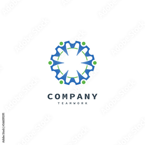 six people teamwork logo design illustration 2