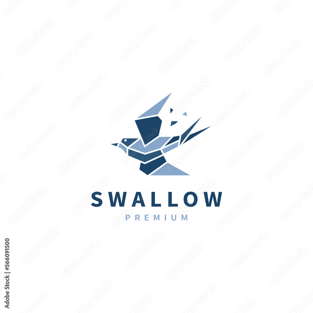 swallow bird vector logo design illustration with geometric style swallow bird vector logo design illustration with geometric style