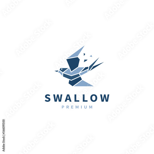 swallow bird vector logo design illustration with geometric style