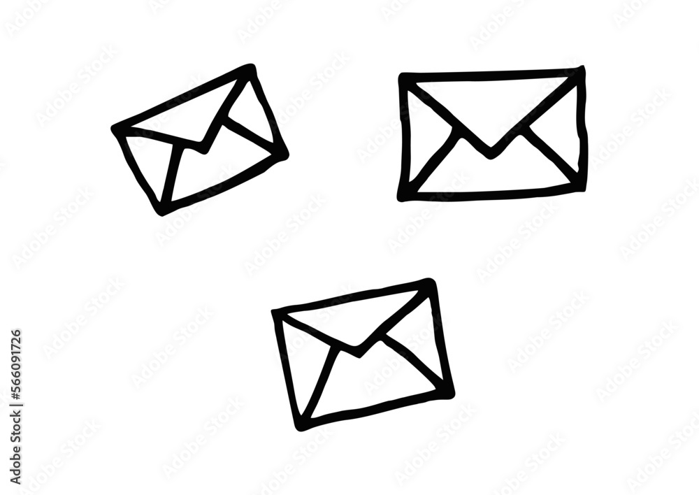 LETTER ENVELOPES, CARTOON STYLE HAND DRAWING LETTER ENVELOPES, CARTOON STYLE HAND DRAWING