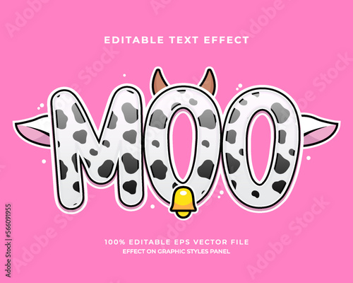 decorative moo editable text effect vector design