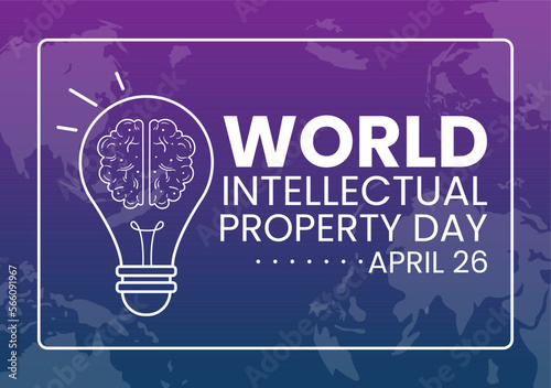 World Intellectual Property Day Illustration with Creativity and Light Bulb Idea for Web Banner or Landing Page in Flat Cartoon Hand Drawn Templates