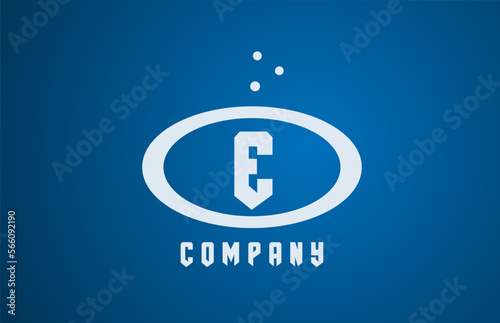 white blue E ellipse alphabet bold letter logo with dots. Corporate creative template design for business and company