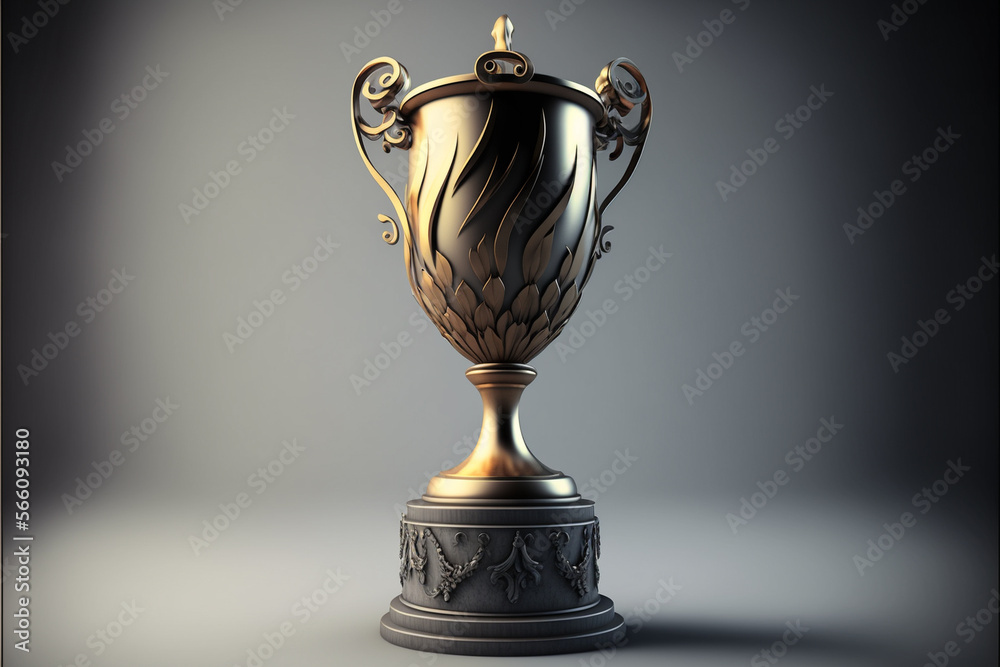 ancient trophy for sports and achievement on gray background ancient trophy for sports and achievement on gray background