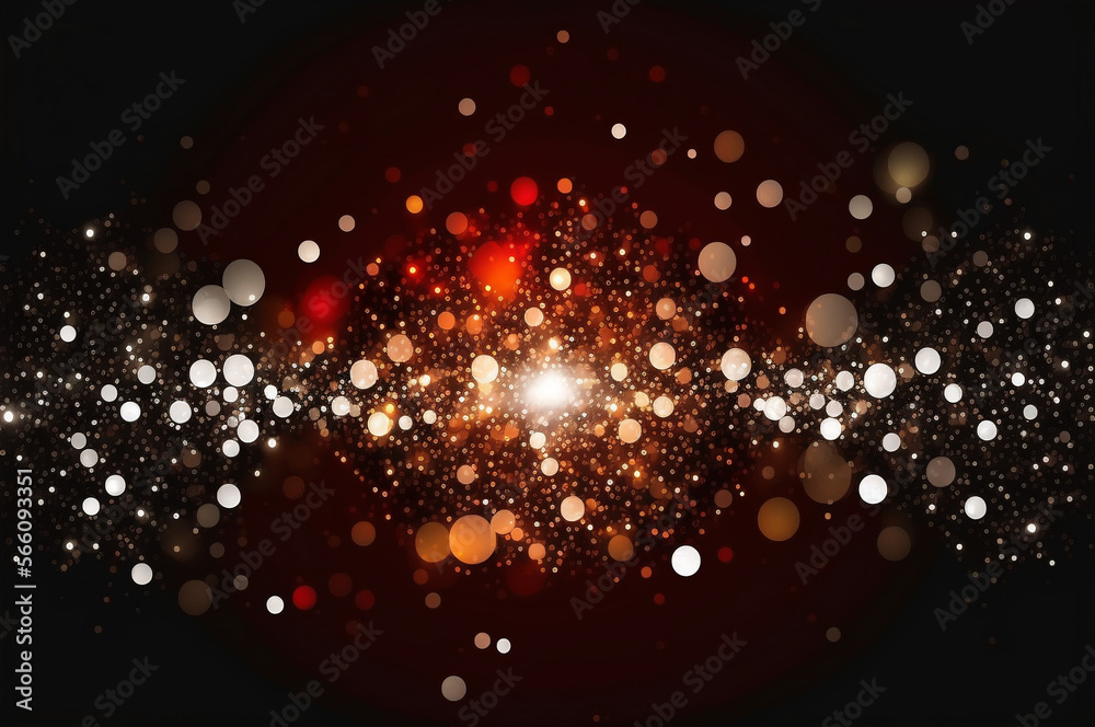 Red blurry particles black background scenery. Generative AI.
