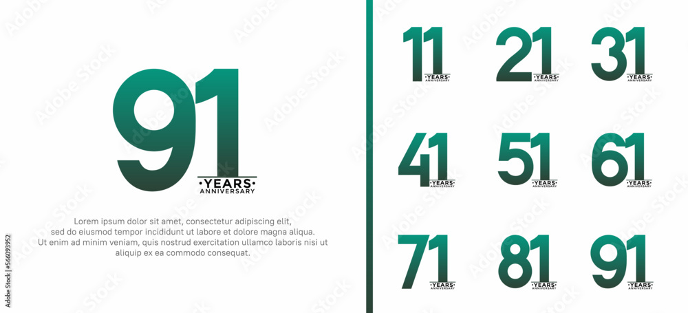 set of anniversary logo style green and black color on white background for special moment