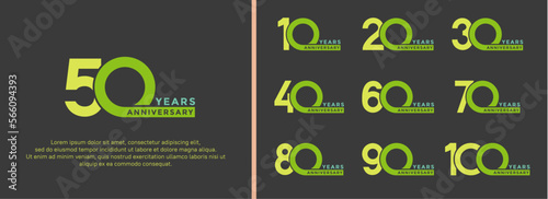 set of anniversary logo style green color on black background for special moment