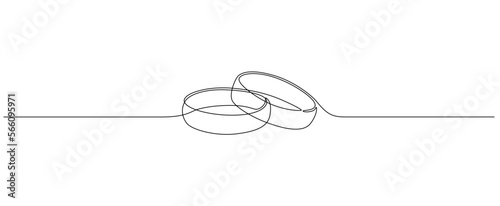 Valokuva One continuous line drawing of Wedding rings