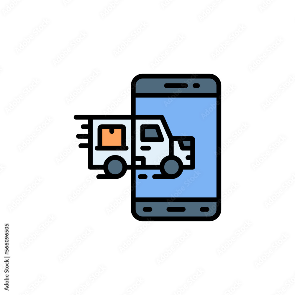 mobile delivery vector icon filled line style. Perfect for website, application, commerce, presentation, logo and more. simple and modern color outline icon