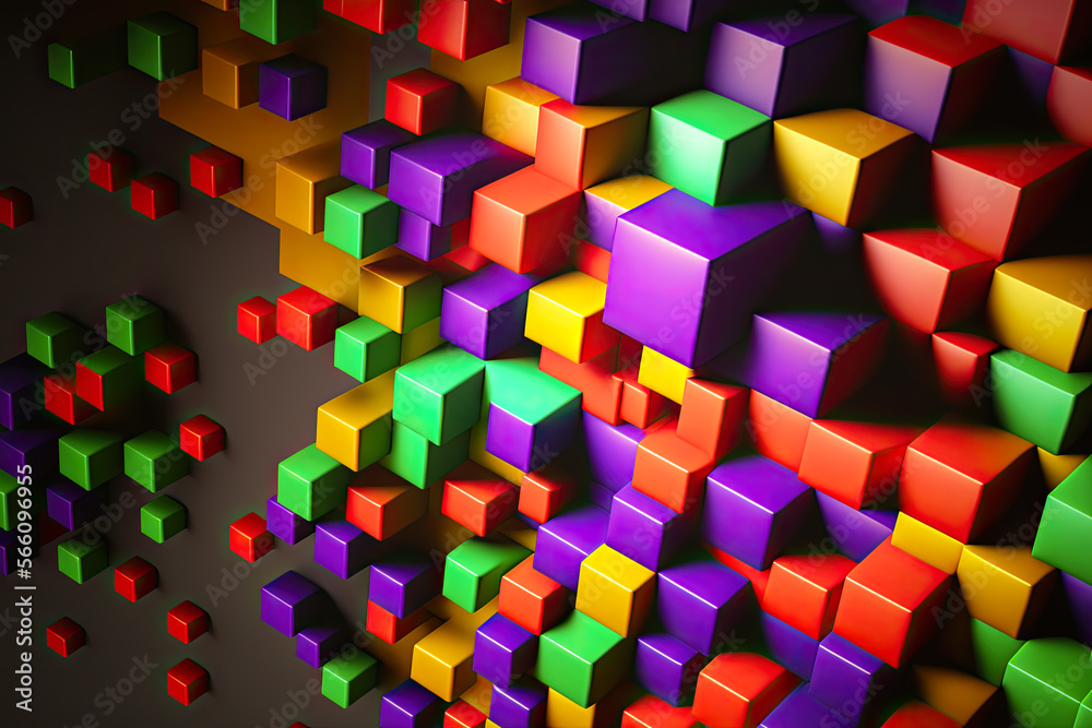 Colorful abstract cubes background, 3D shapes illustration, generative AI Colorful abstract cubes background, 3D shapes illustration, generative AI