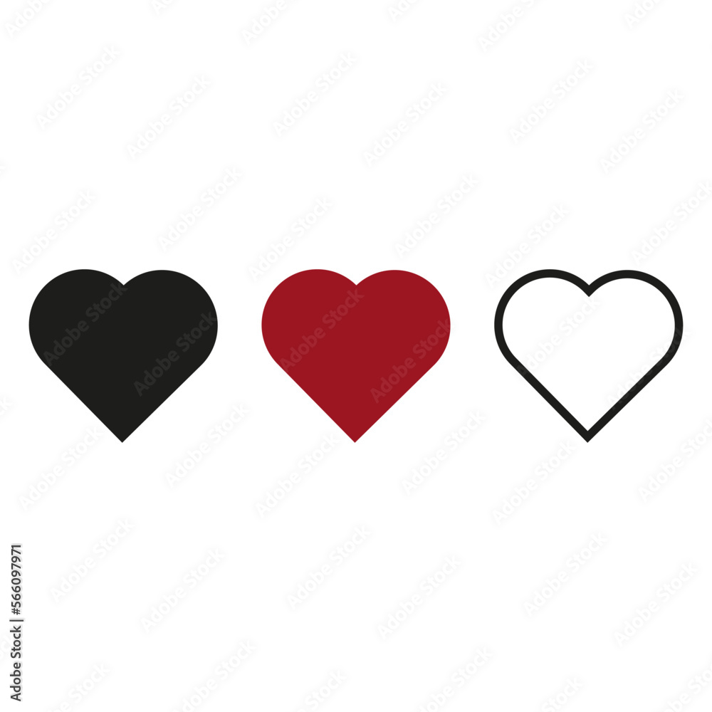 Red black white heart. Romantic background. Vector illustration.