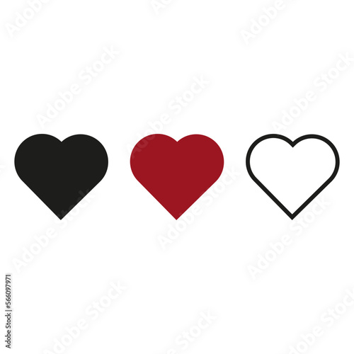 Red black white heart. Romantic background. Vector illustration.