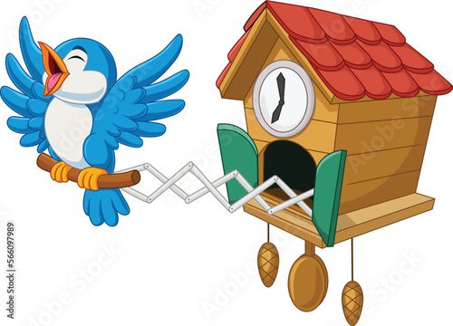 Cuckoo clock with blue bird chirping