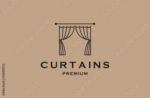 curtains logo template inspiration. flat curtain logo icon .