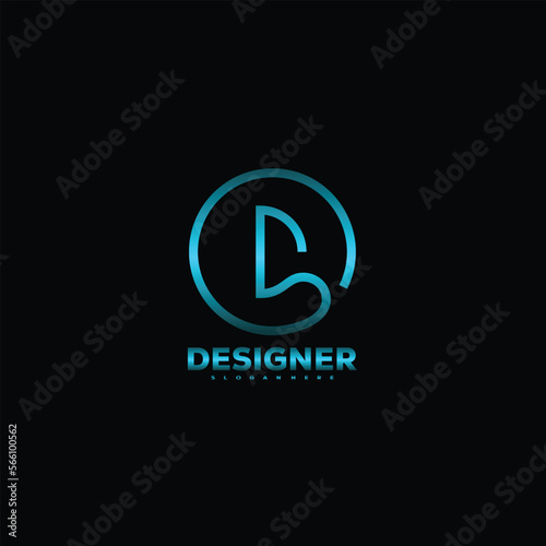 Free Download letter d circle logo style line design gradient color - GFXLoad