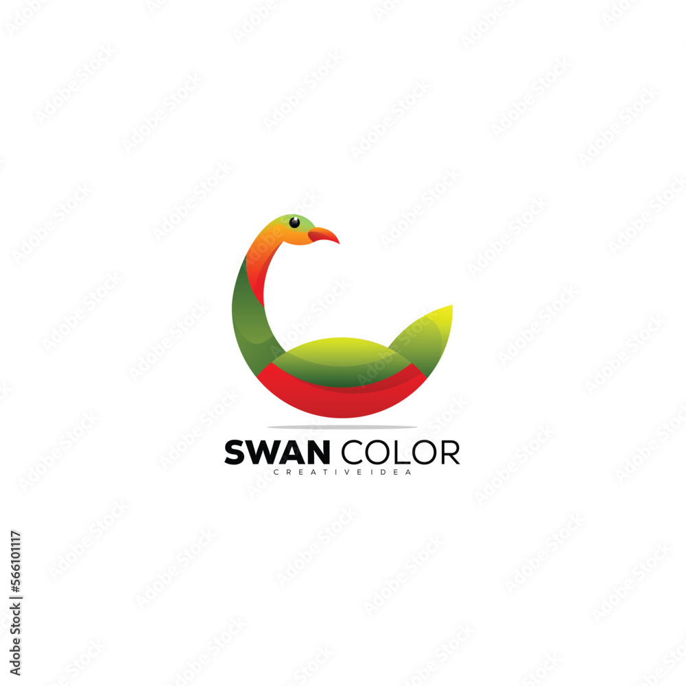 swan colorful logo design gradient template illustration