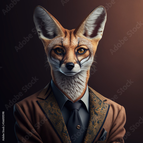 fox portrait elegant abstract suit outfit