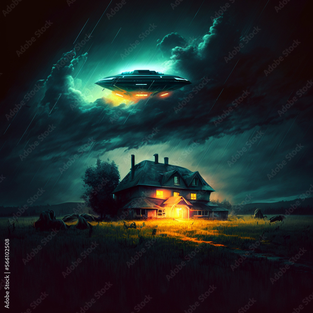 spaceship arriving at the farm generative AI spaceship arriving at the farm generative AI