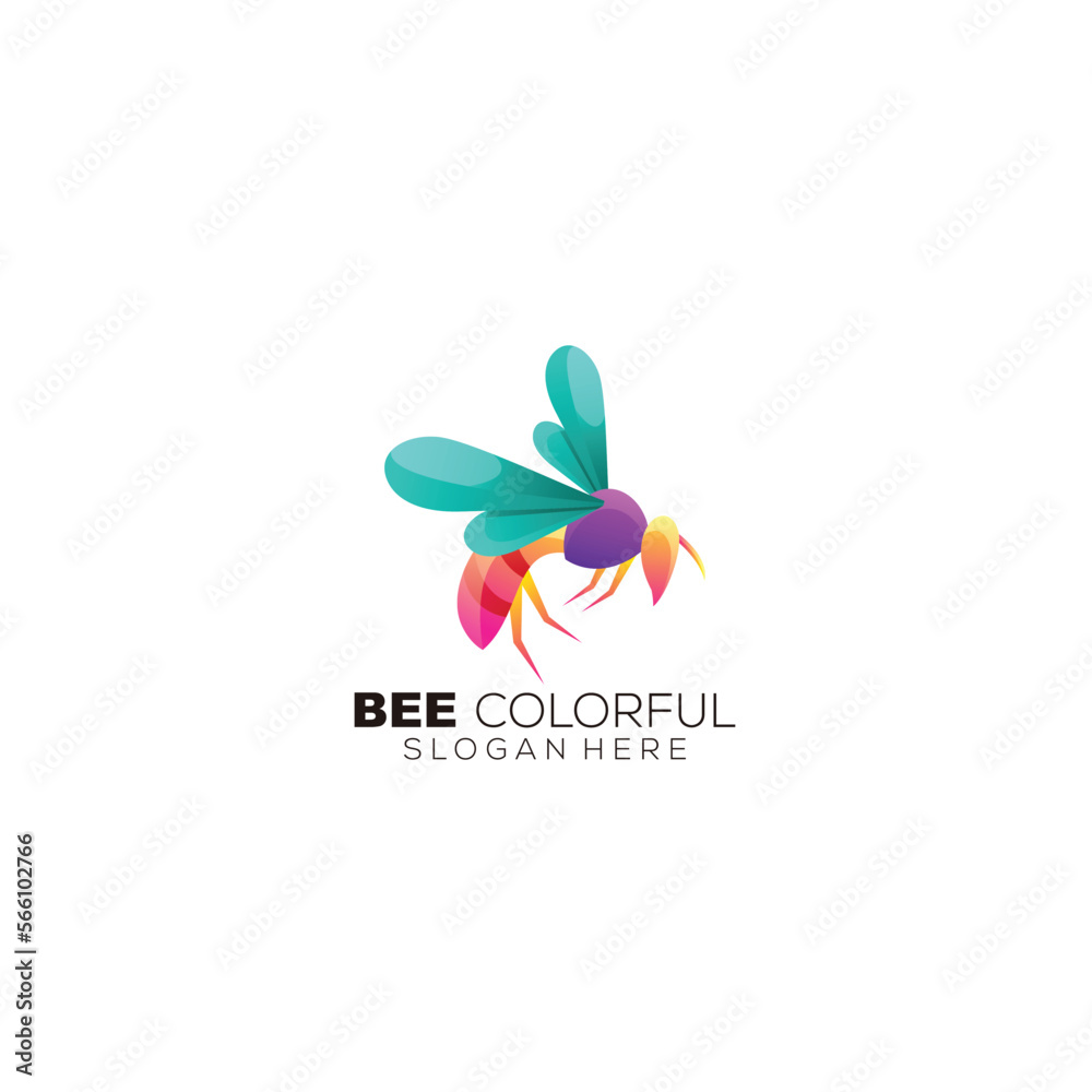 bee logo gradient color style design icon bee logo gradient color style design icon