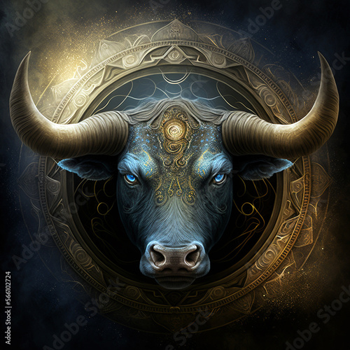 head of a golden bull generative AI