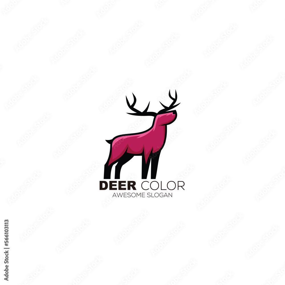 deer colorful design mascot logo illustration deer colorful design mascot logo illustration