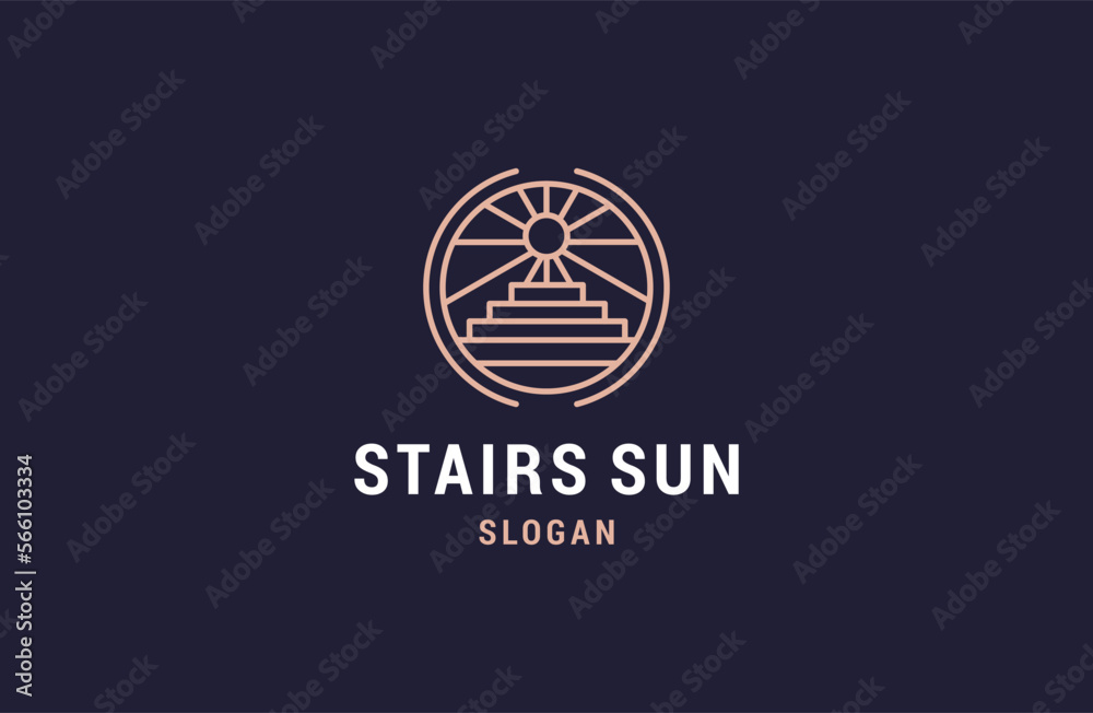 line art door logo vector design with sun icon symbol illustration design line art door logo vector design with sun icon symbol illustration design