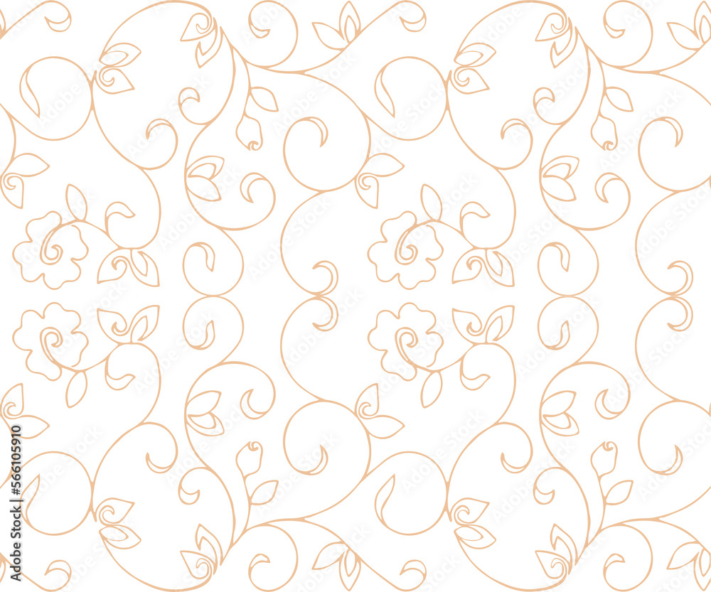 seamless overlay pattern of gold swirls and flowers