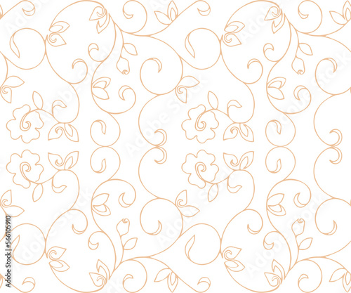 seamless overlay pattern of gold swirls and flowers