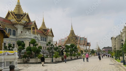 The Grand Palace in Bangkok, Thailand, Bangkok. Showing the big royal buildings where the King lives on the big grand palace complex. photo