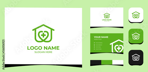 Template Logo Creative Home and Health Care, Green concept. Creative Template with color pallet, visual branding, business card and icon.