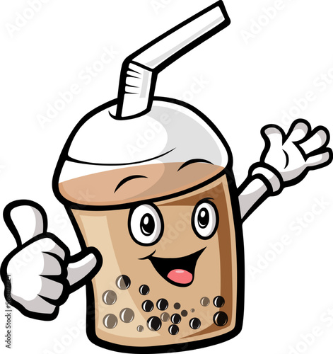 Cute bubble milk tea cartoon character