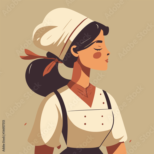 woman with chef hat and apron vector illustration