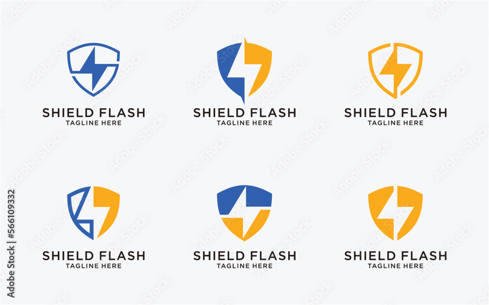 logo design shield with flash energy modern template logo design shield with flash energy modern template