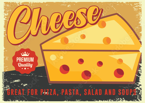 Cheese dairy product advertisement retro poster vector template photo