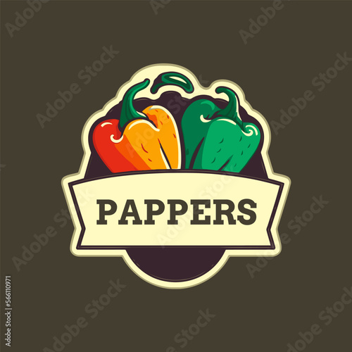 logo design of sweet pepper, green, yellow paprika vector