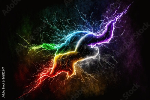 Rainbow Colored Flash Lightning Bolt on a Black Background