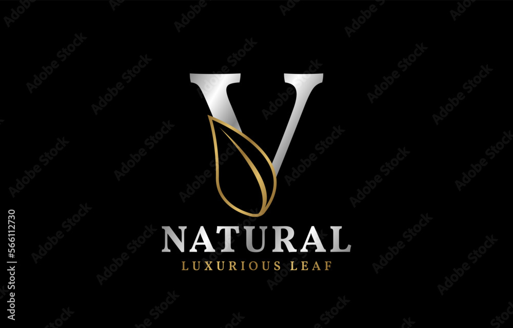 letter V natural luxurious leaf letter V natural luxurious leaf