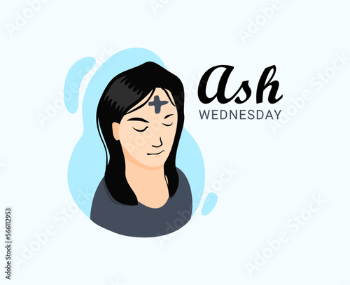 ash wednesday banner template with woman illustration