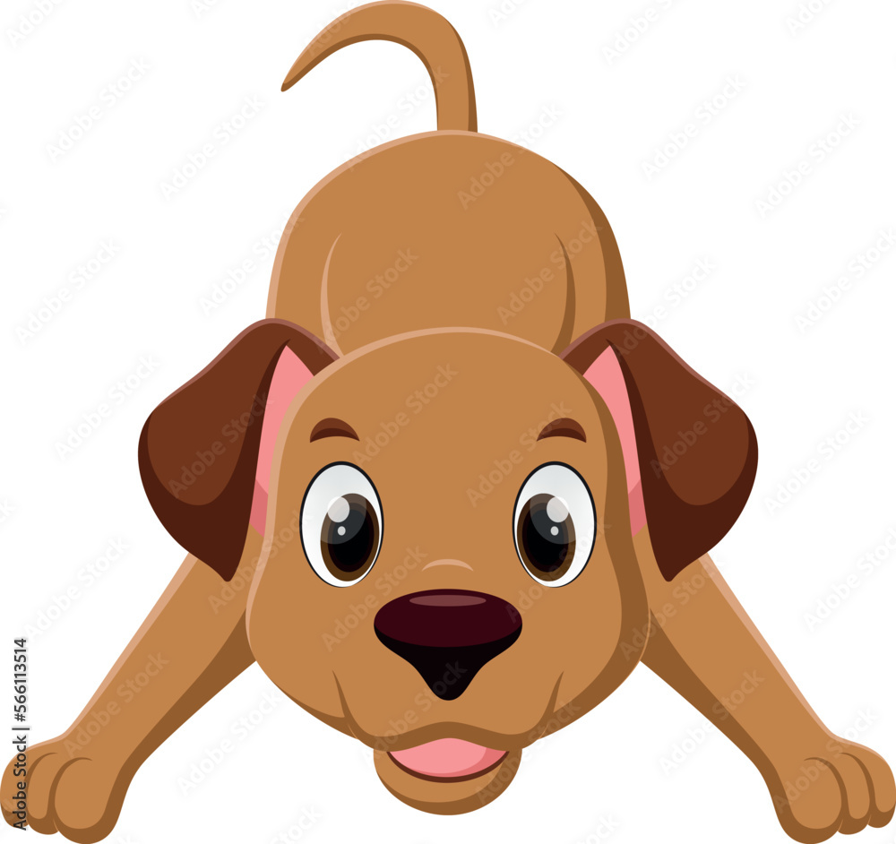 Obraz premium Happy dog cartoon playing, isolated on white background