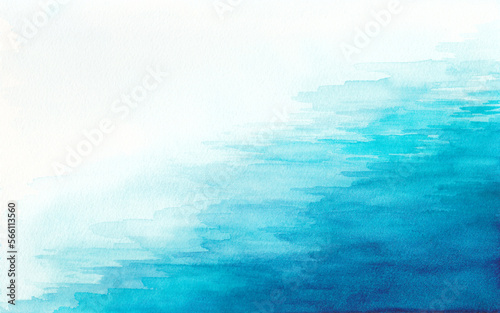 ターコイズブルーの海の風景イラスト 水面