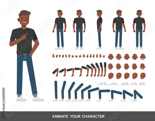 Office man wear black shirt character vector design.  Create your own pose.
