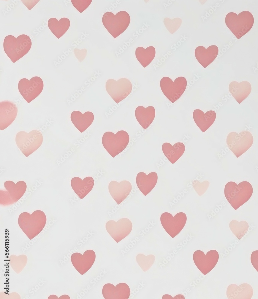 minimalistic watercolor repeating hearts wallpaper illustration with Generative AI