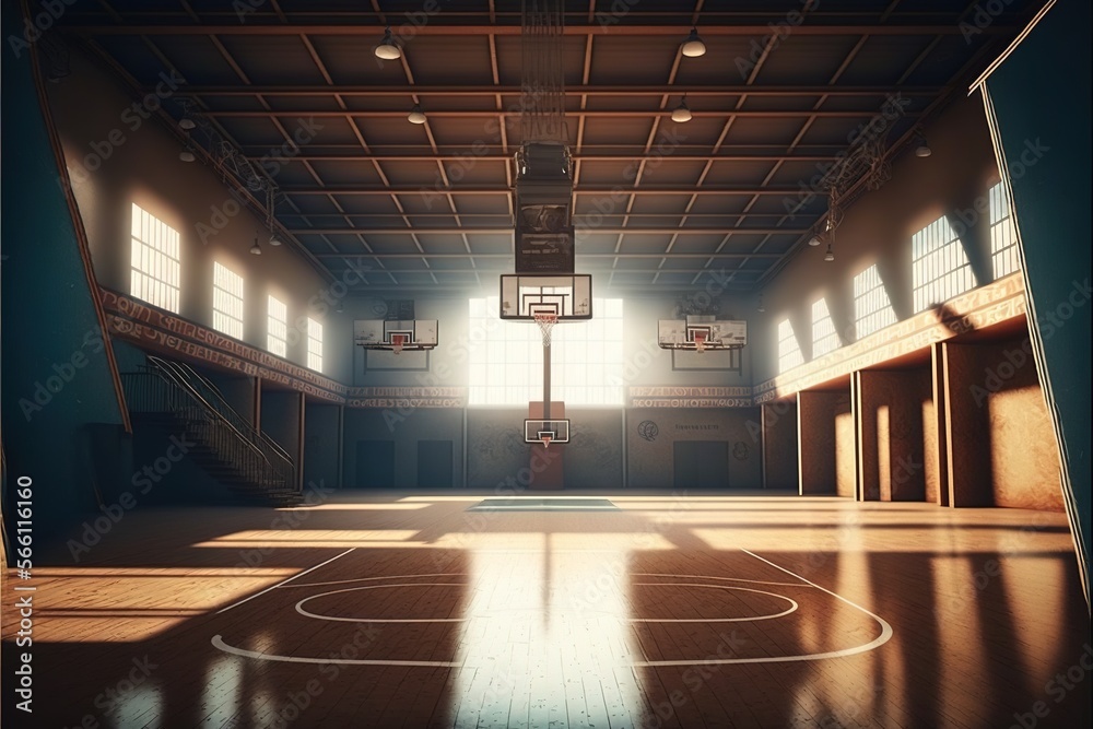 Digital illustration about basketball and sports. Generative AI. - obrazy, fototapety, plakaty 
