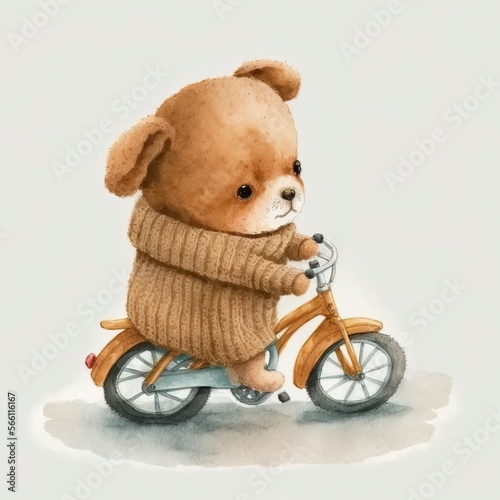 cute bear riding a bike with Generative AI © vuang