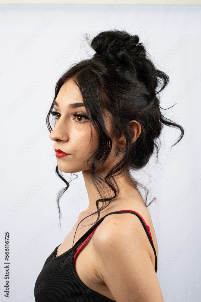 model black hair curly updo formal hairstyle hairdo hairstyling diy nose ring white woman women beauty styling stylist event wedding party business party inspiration model black hair curly updo formal hairstyle hairdo hairstyling diy nose ring white woman women beauty styling stylist event wedding party business party inspiration