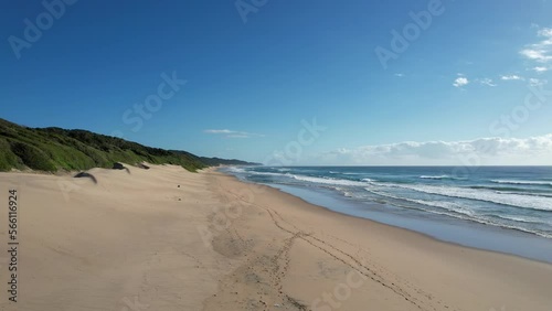 Aerial drone footage of Cave Vidal in the iSimangaliso Wetland Park, which is a world heritage site, South Africa. 