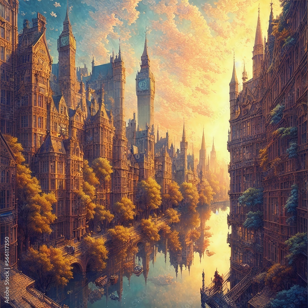 An amazing landscape work in cellular shades, the streets of London, captivating, cute, charming, stylized, the cover of a book of short stories, generated by AI