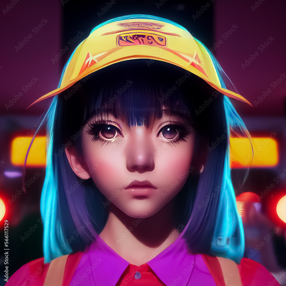Anime girl in Japanese style game. Generative AI Art. Anime girl in Japanese style game. Generative AI Art.
