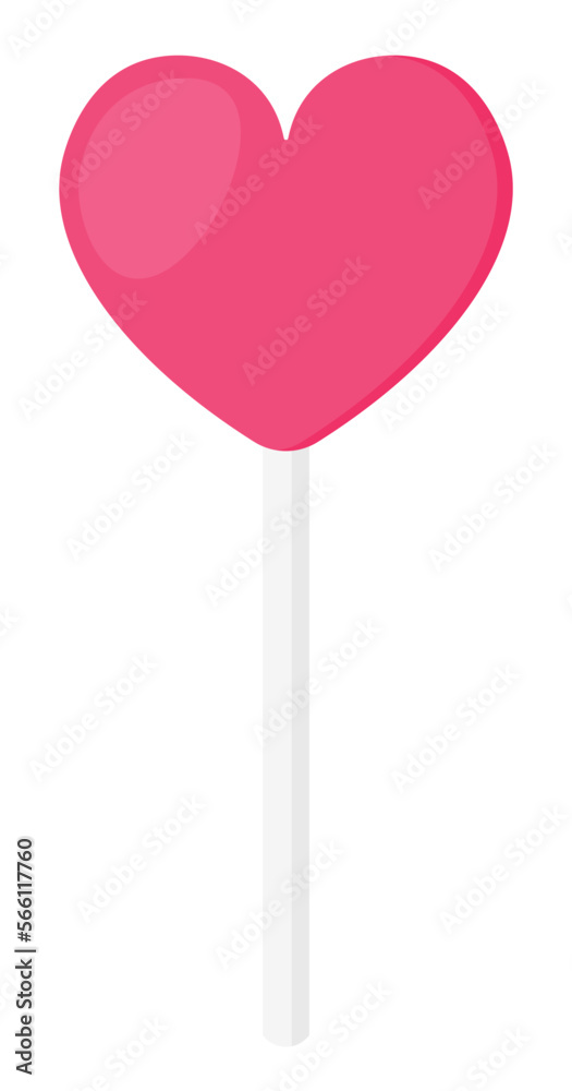 Heart Lollipop Candy Stick Doodle Icon Clipart Vector Illustration for Valentine gift